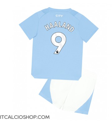 Manchester City Erling Haaland #9 Prima Maglia Bambino 2023-24 Manica Corta (+ Pantaloni corti)